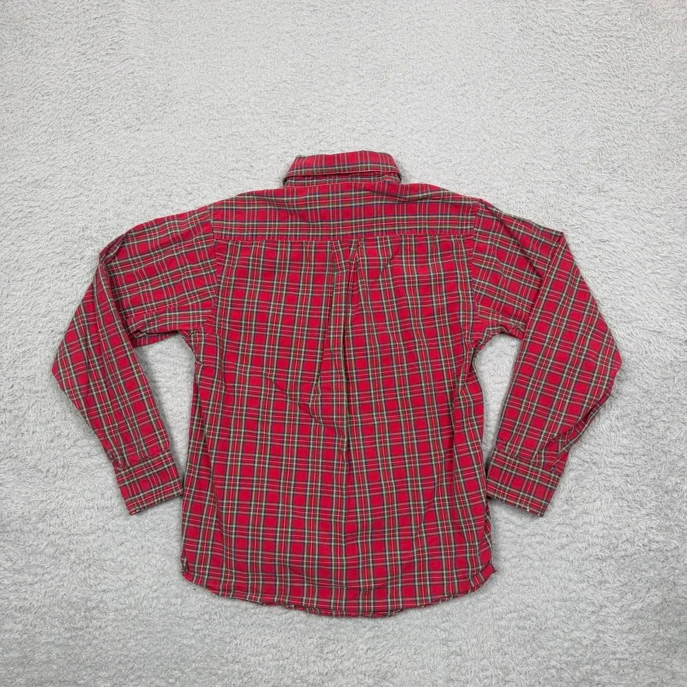 Ralph Lauren Kids Red Plaid Button Down Shirt Sz 6 Long Sleeve Cotton Pony Logo